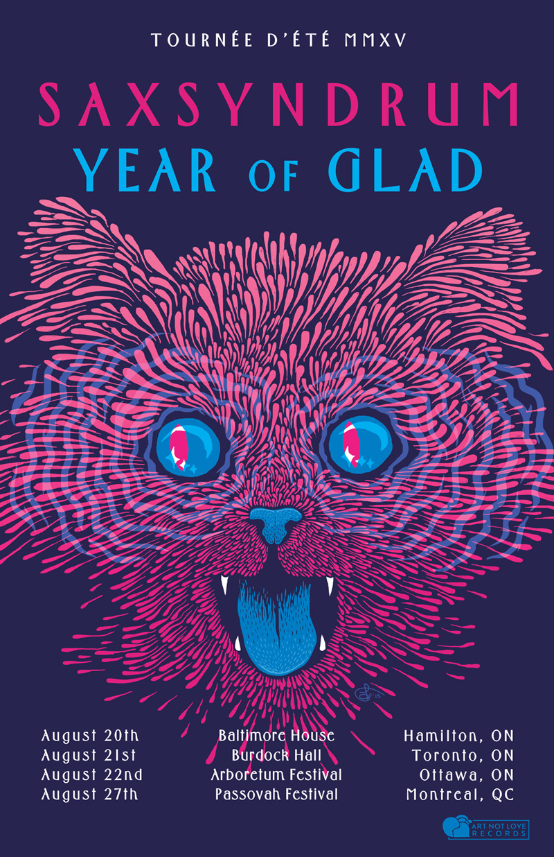 Saxsyndrum + Year of Glad tour poster, 2015